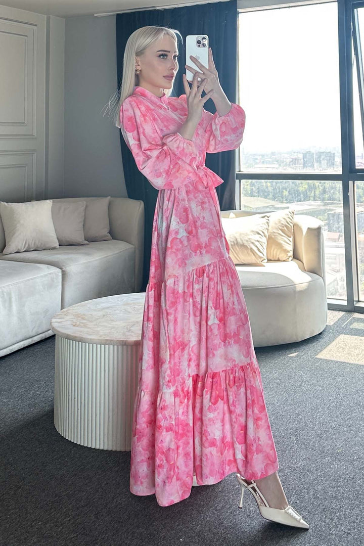 BNG Women Patterned Hijab Dress Pink 525 - El Monte