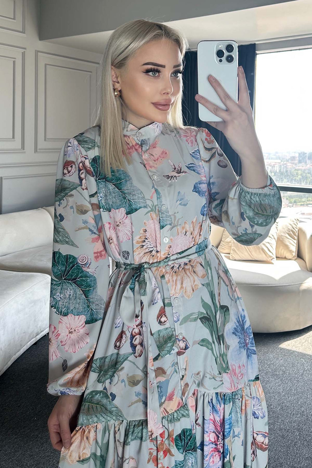 BNG Women Patterned Hijab Dress Çağla 527 - Miranda de Ebro