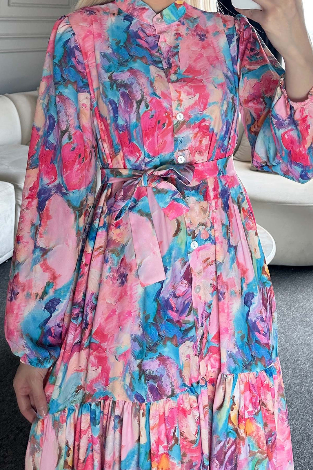 BNG Women Patterned Hijab Dress Pink 530 - Piacenza