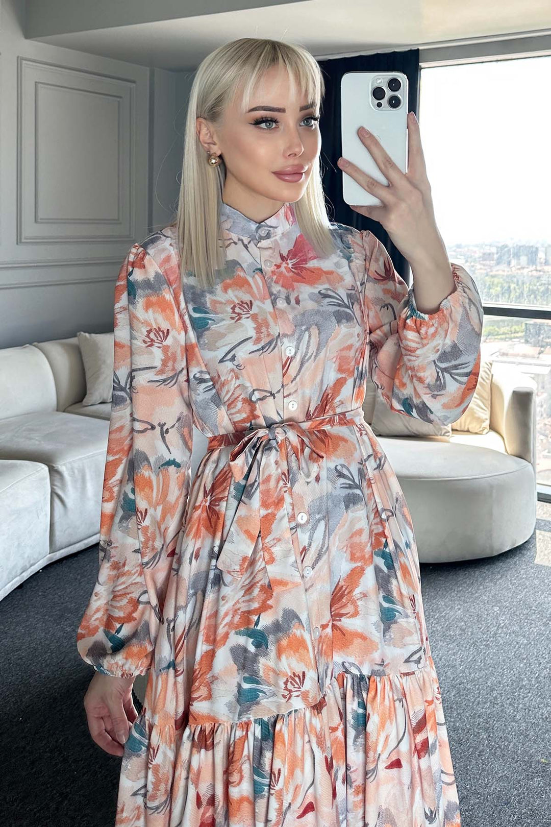 BNG Women Patterned Hijab Dress Terracotta 531 - Walkden