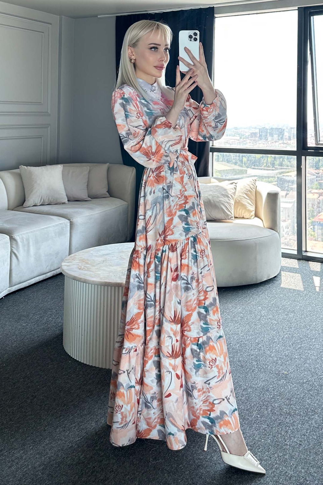 BNG Women Patterned Hijab Dress Terracotta 531 - Walkden