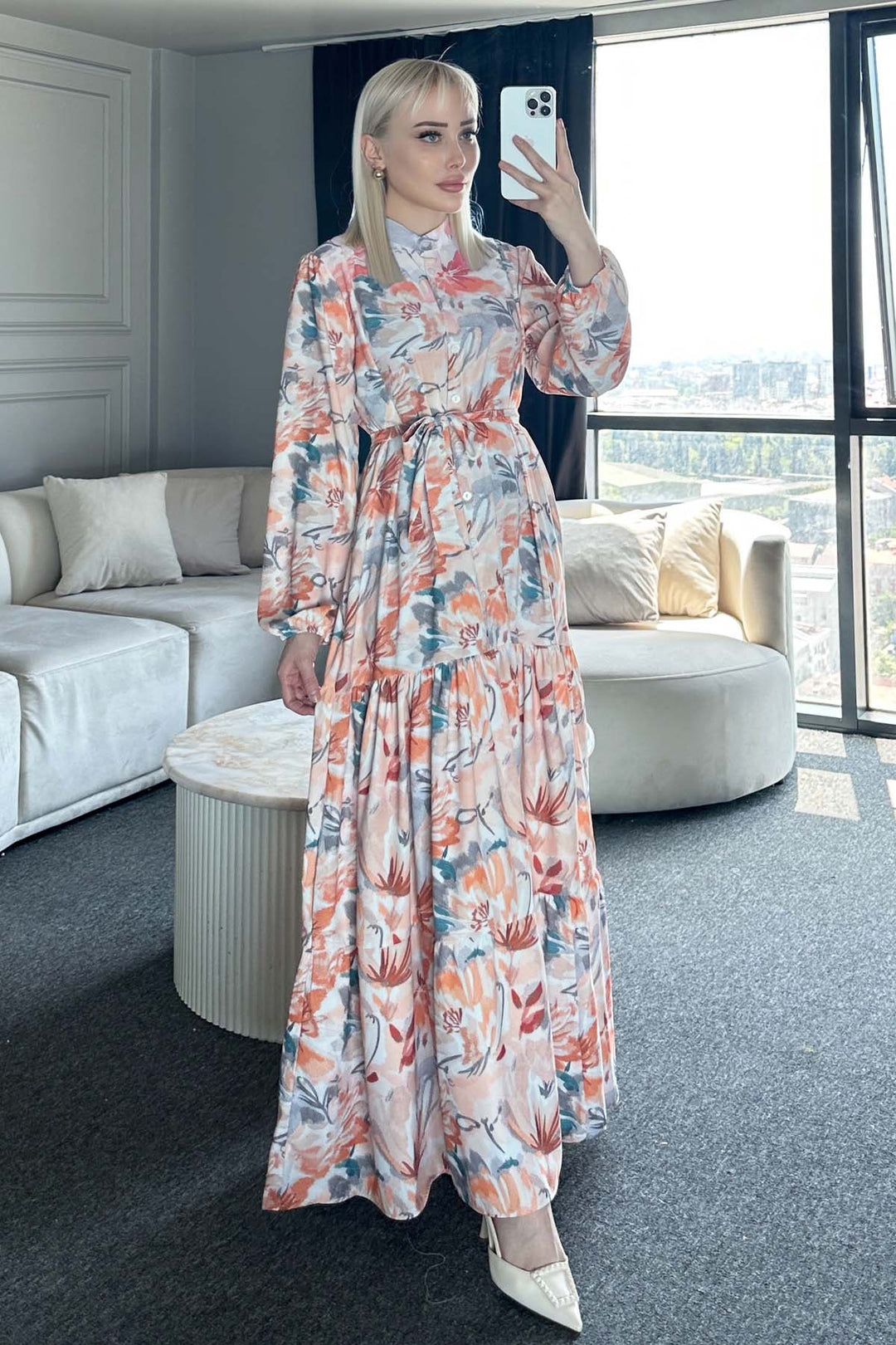 BNG Women Patterned Hijab Dress Terracotta 531 - Walkden