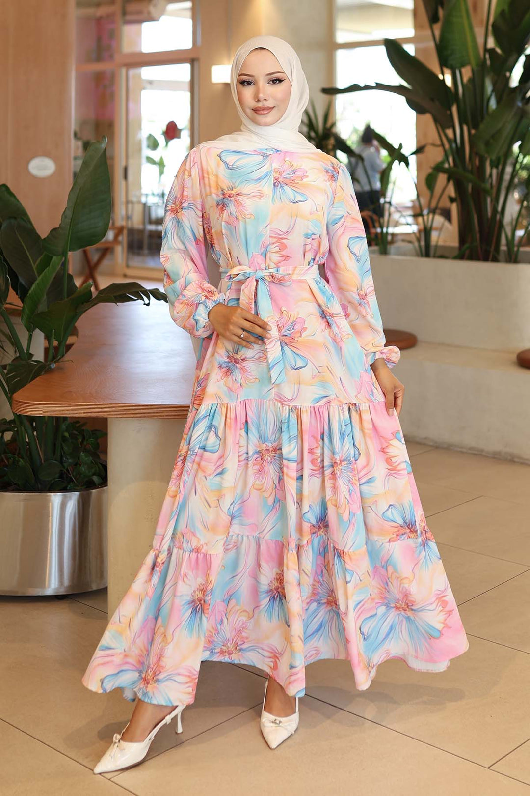 BNG Women Patterned Hijab Dress Mustard 560 - Leverkusen