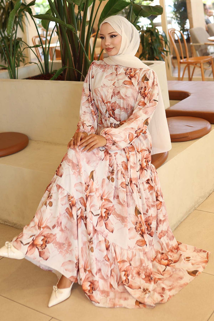 BNG Women Patterned Hijab Dress Terracotta 561 - Aguascalientes