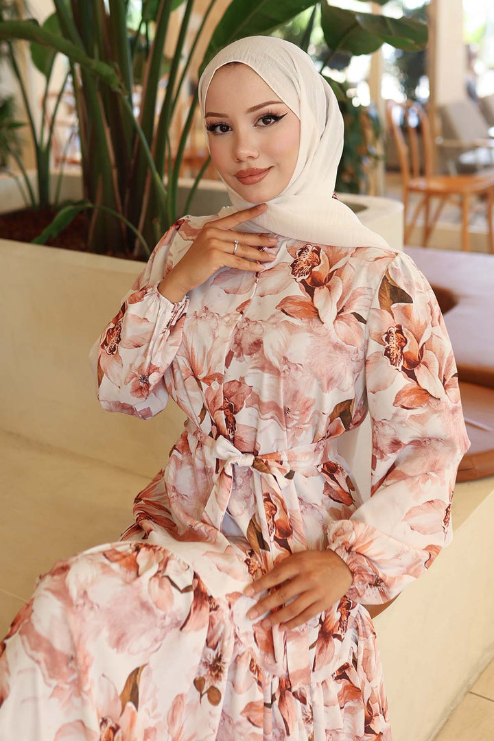 BNG Women Patterned Hijab Dress Terracotta 561 - Aguascalientes