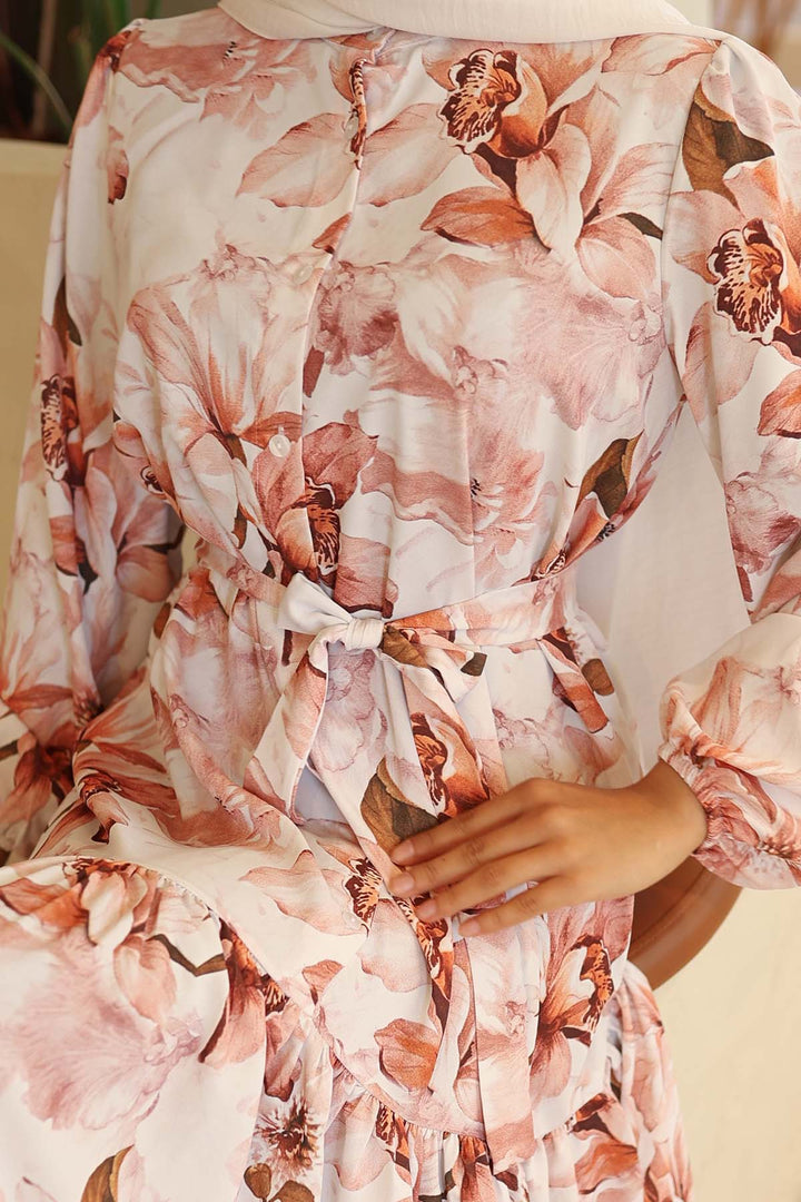 BNG Women Patterned Hijab Dress Terracotta 561 - Aguascalientes