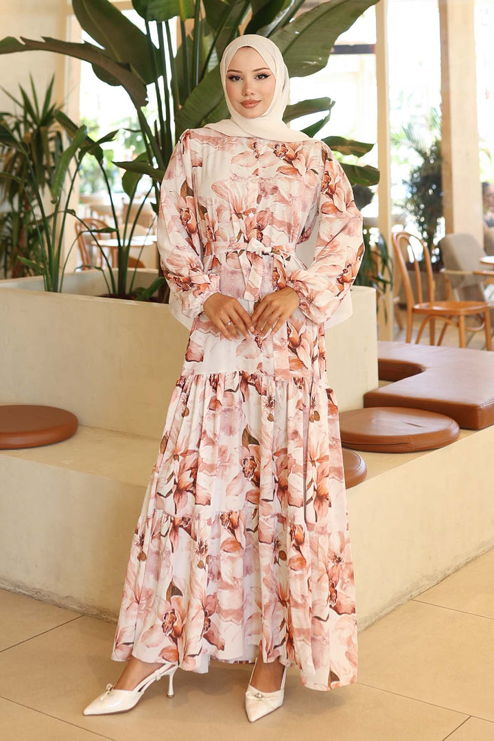 BNG Women Patterned Hijab Dress Terracotta 561 - Aguascalientes