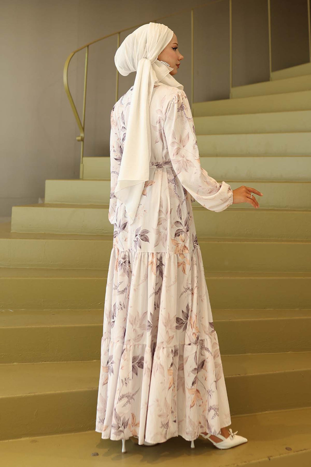 BNG Women Patterned Hijab Dress Beige 562 - Santa María Atzompa