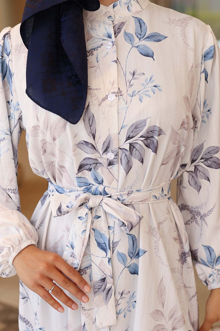 BNG Women Patterned Hijab Dress Blue 562 - Desio