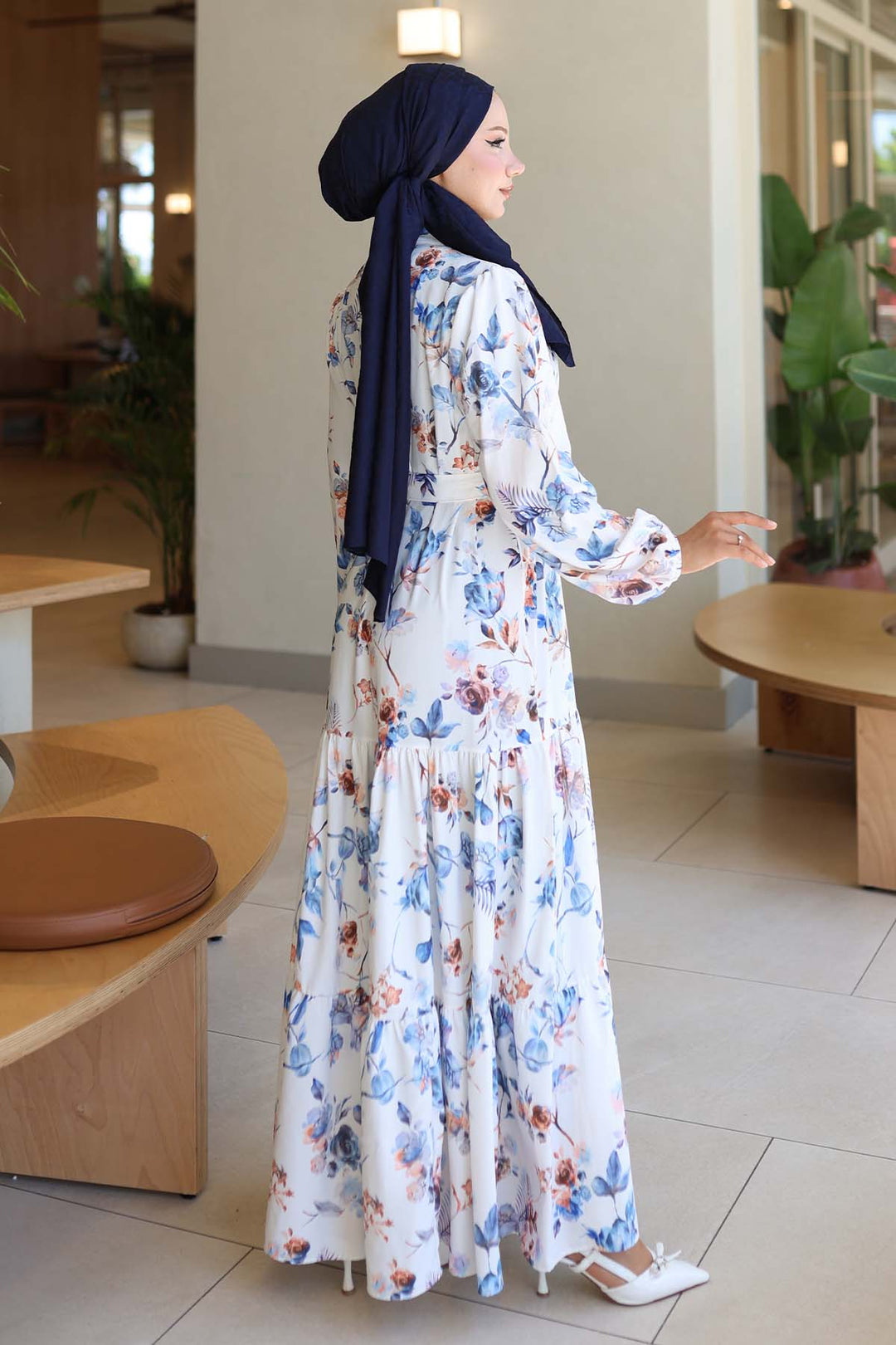 BNG Women Patterned Hijab Dress Blue 563 - Elizabethtown