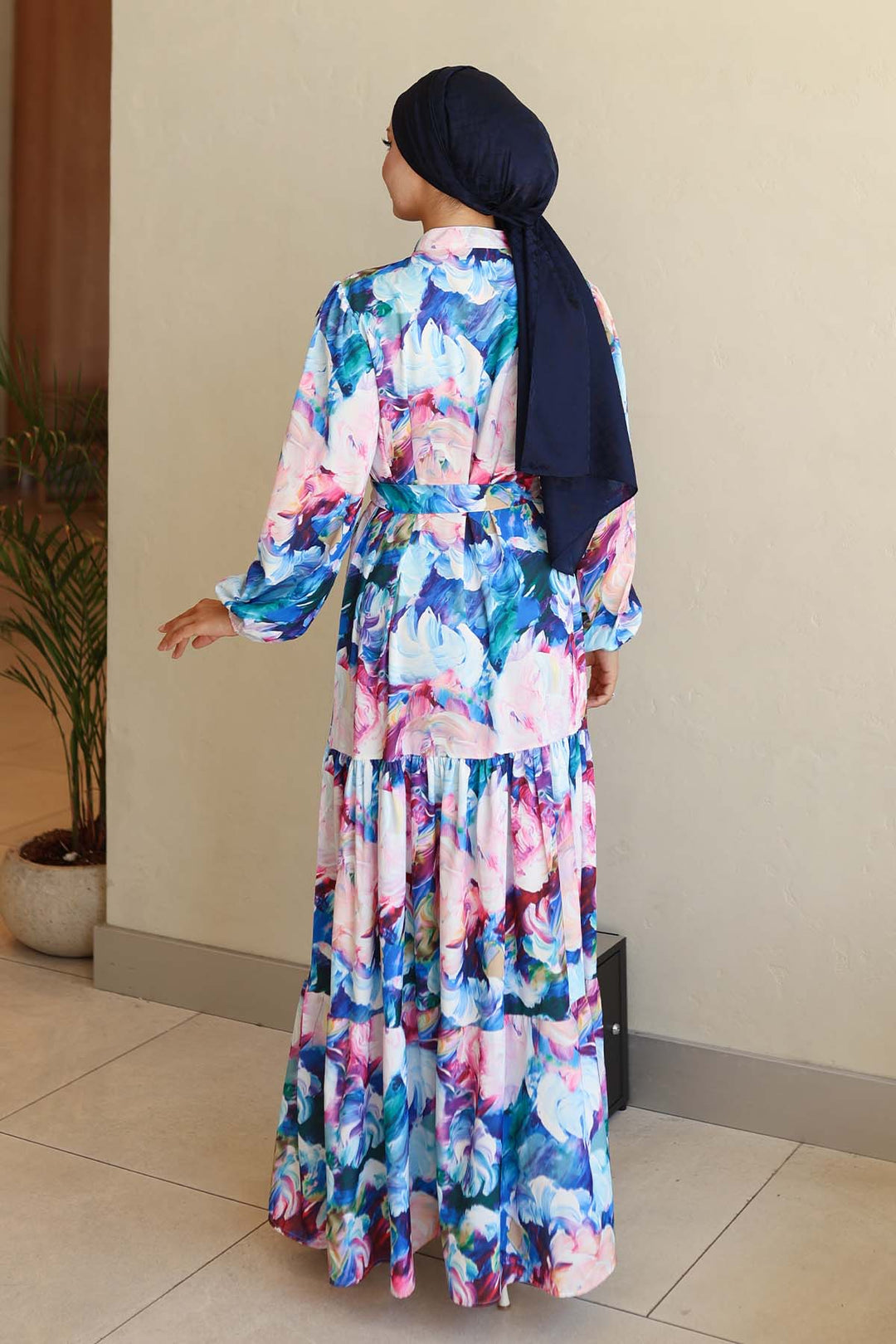 BNG Women Patterned Hijab Dress Sax Blue 564 - Wichita