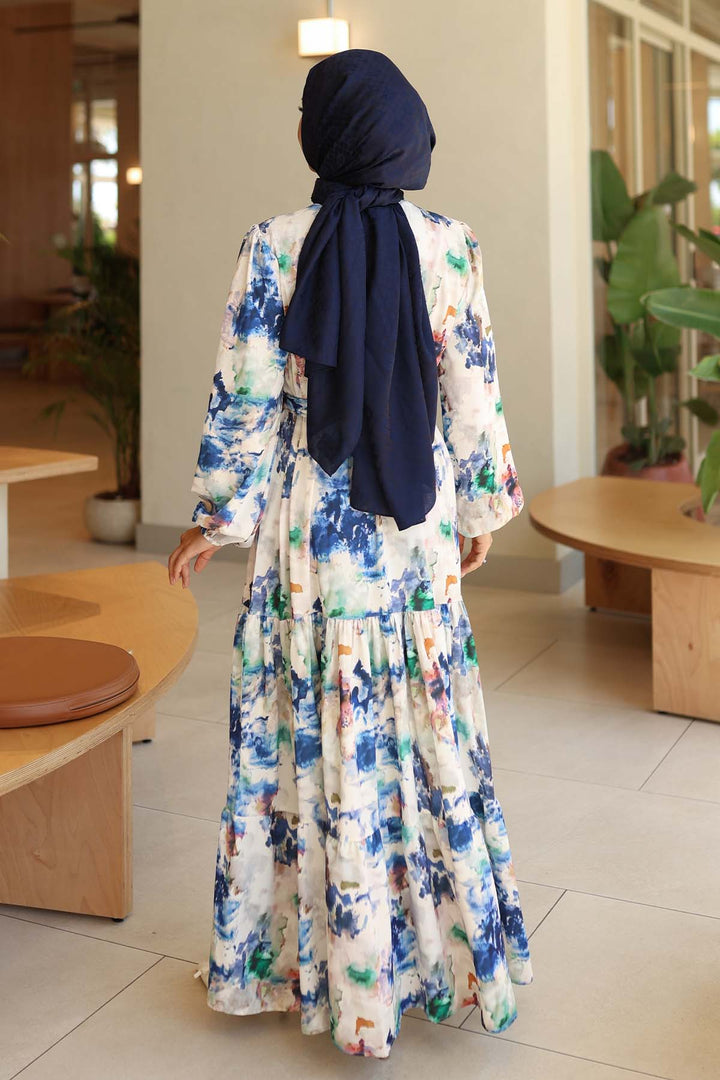 BNG Women Patterned Hijab Dress Navy Blue 565 - Marlborough