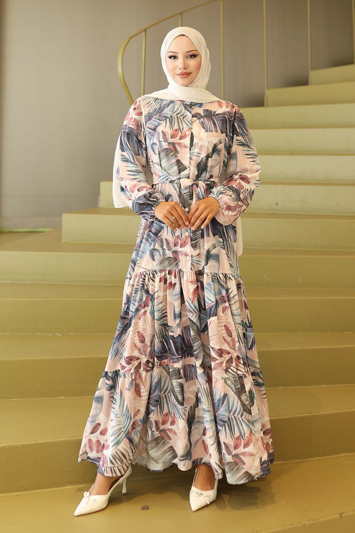 BNG Women Patterned Hijab Dress Powder 565 - Juchitán de Zaragoza