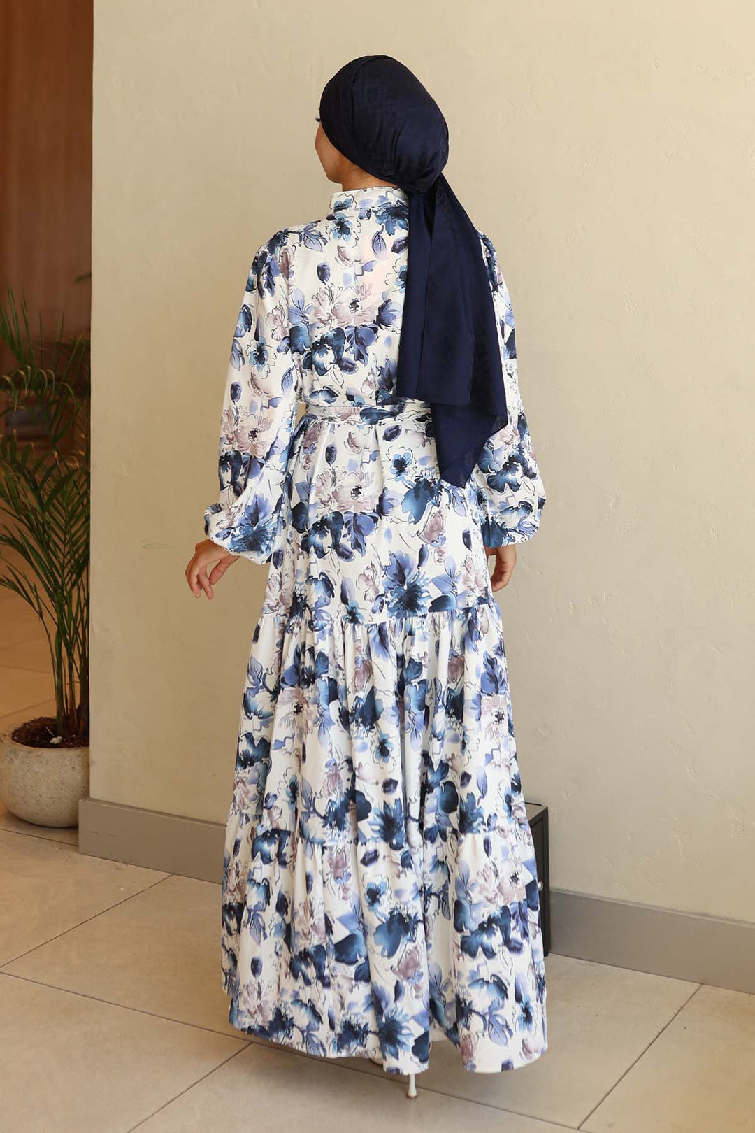 BNG Women Patterned Hijab Dress Navy Blue 566 - Winterthur