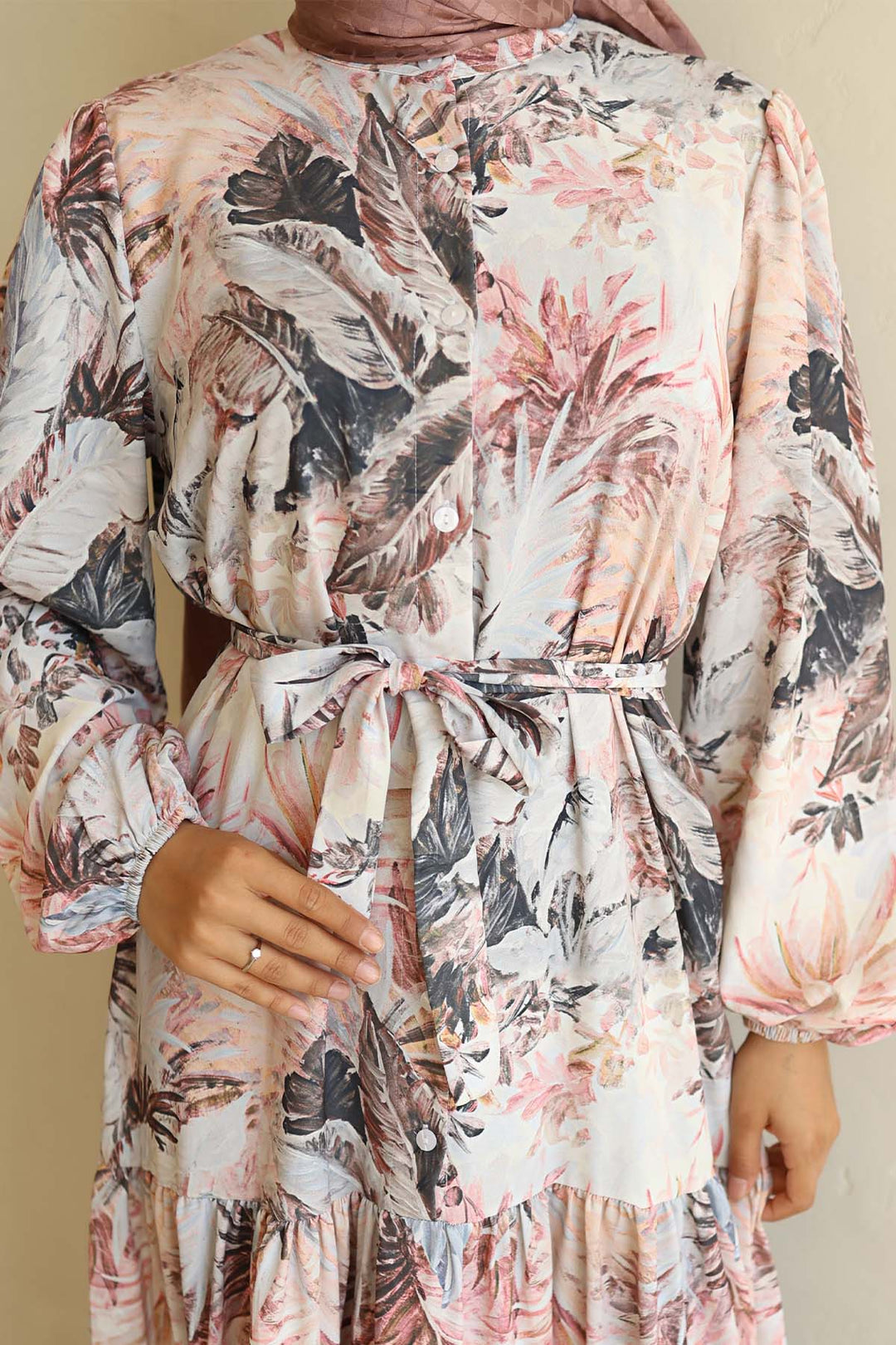 BNG Women Patterned Hijab Dress Powder 566 - Apex