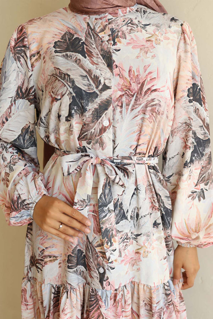 BNG Women Patterned Hijab Dress Powder 566 - Apex