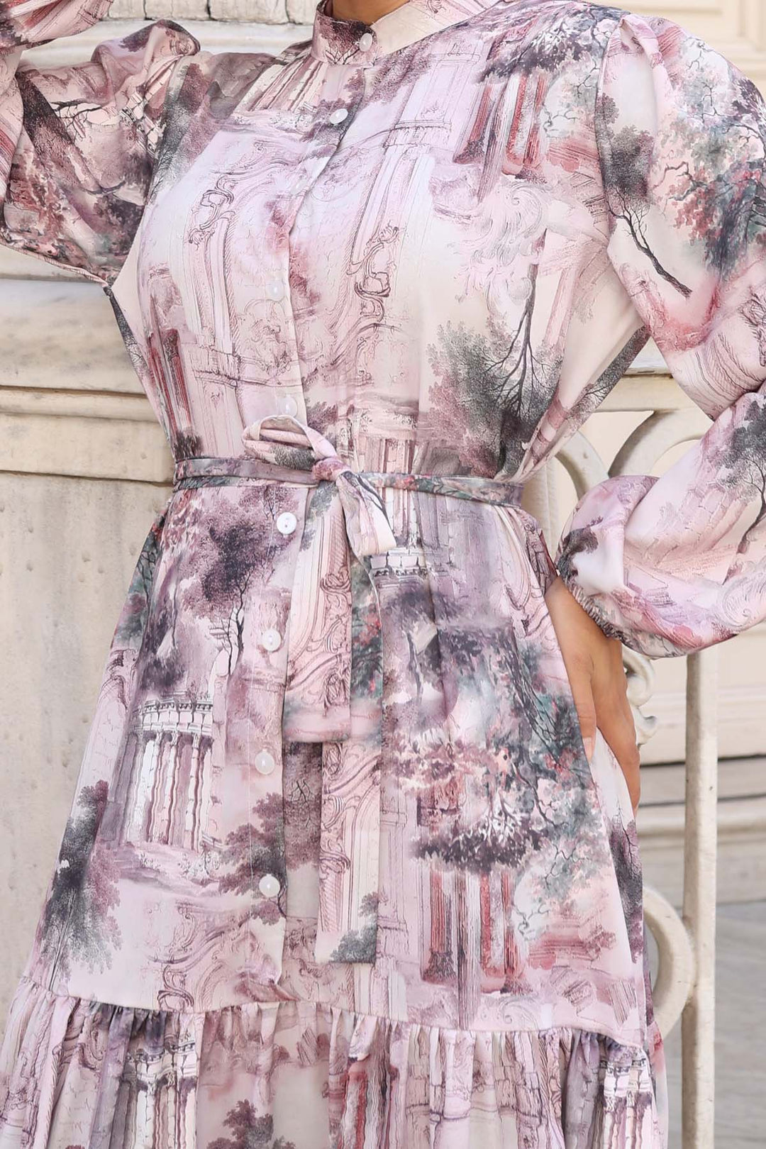 BNG Women Patterned Hijab Dress Powder 510 - Islip