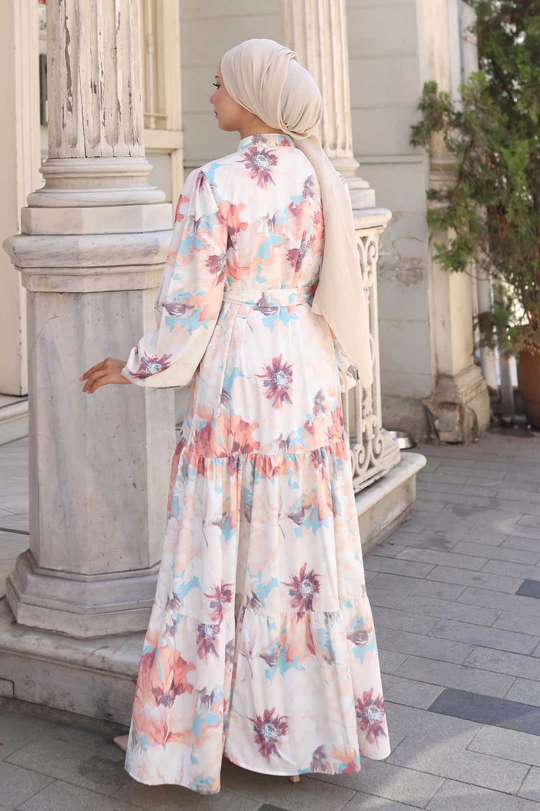 BNG Women Patterned Hijab Dress Beige 567 - St. Louis Park