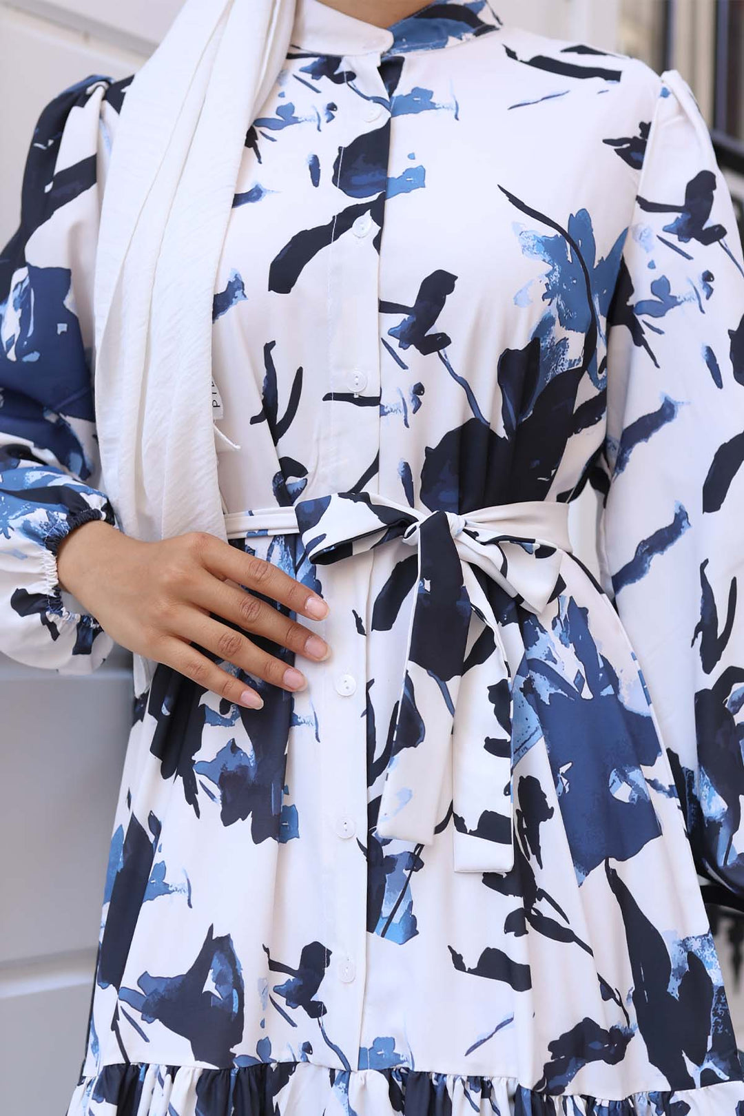 BNG Women Patterned Hijab Dress Navy Blue 567 - Cisterna di Latina