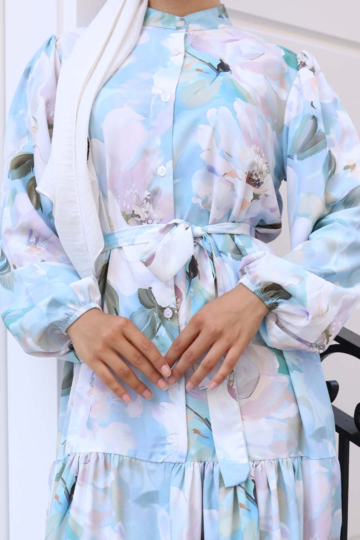 BNG Women Patterned Hijab Dress Blue 567 - Pearland