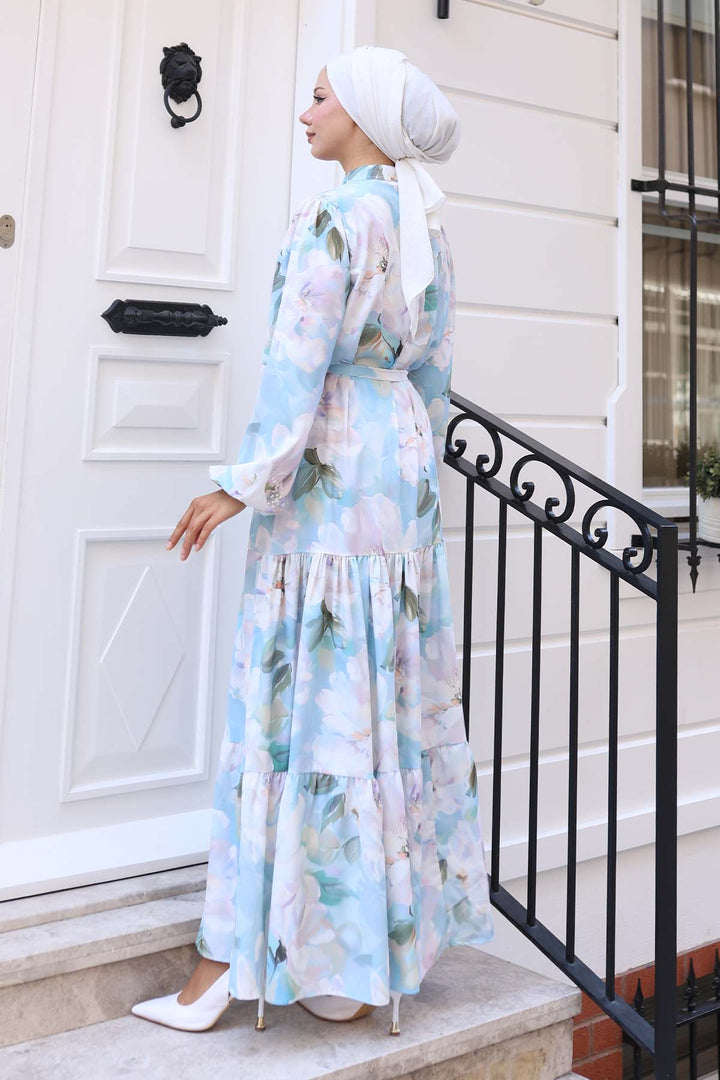 BNG Women Patterned Hijab Dress Blue 567 - Pearland