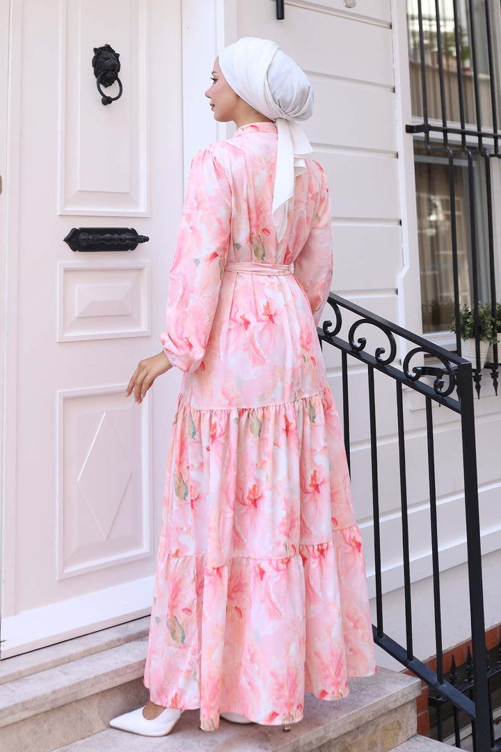 BNG Women Patterned Hijab Dress Pink 568 - Baldwin Park