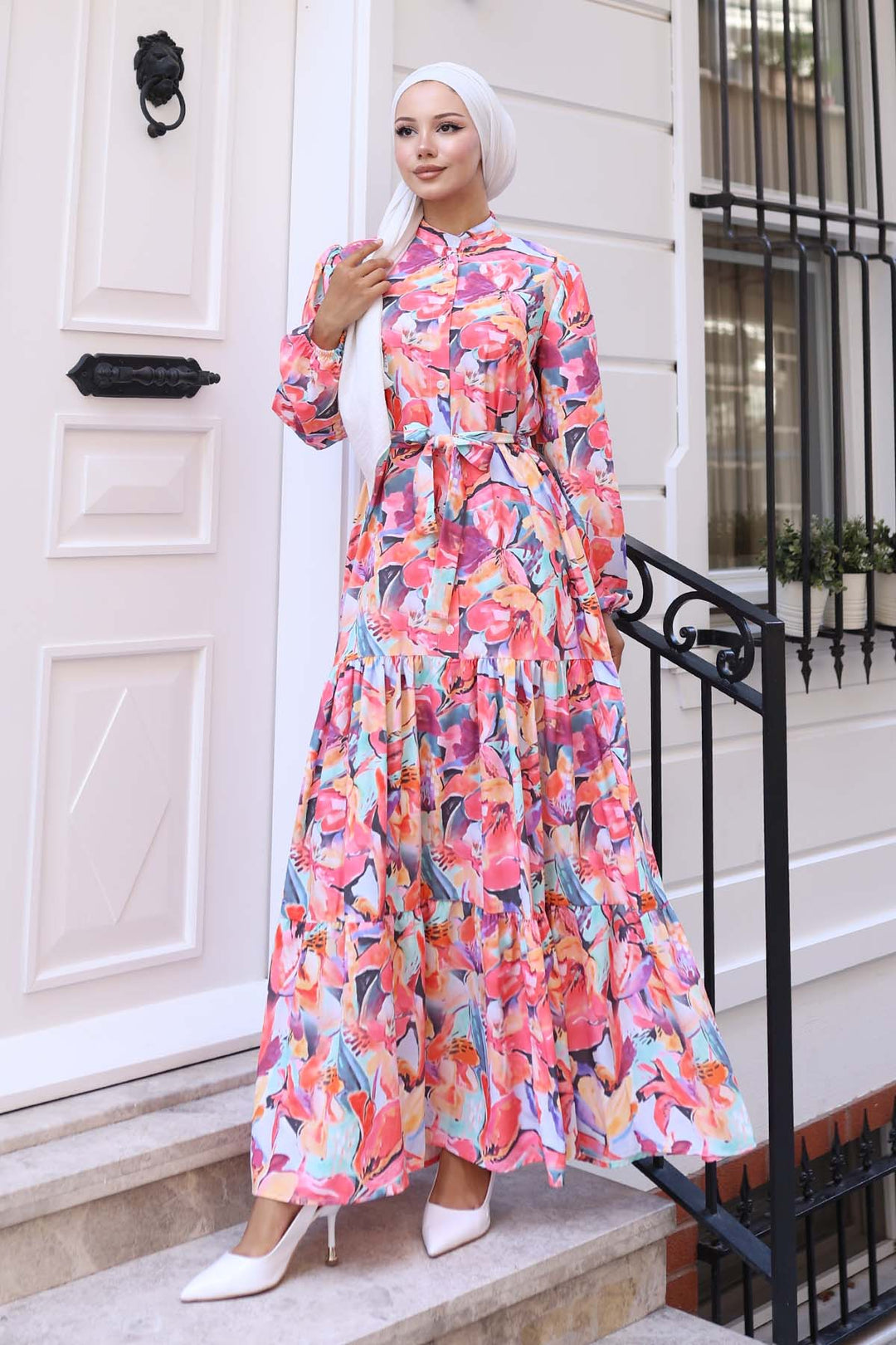 BNG Women Patterned Hijab Dress Fuchsia 569 - Saint-Jean-sur-Richelieu