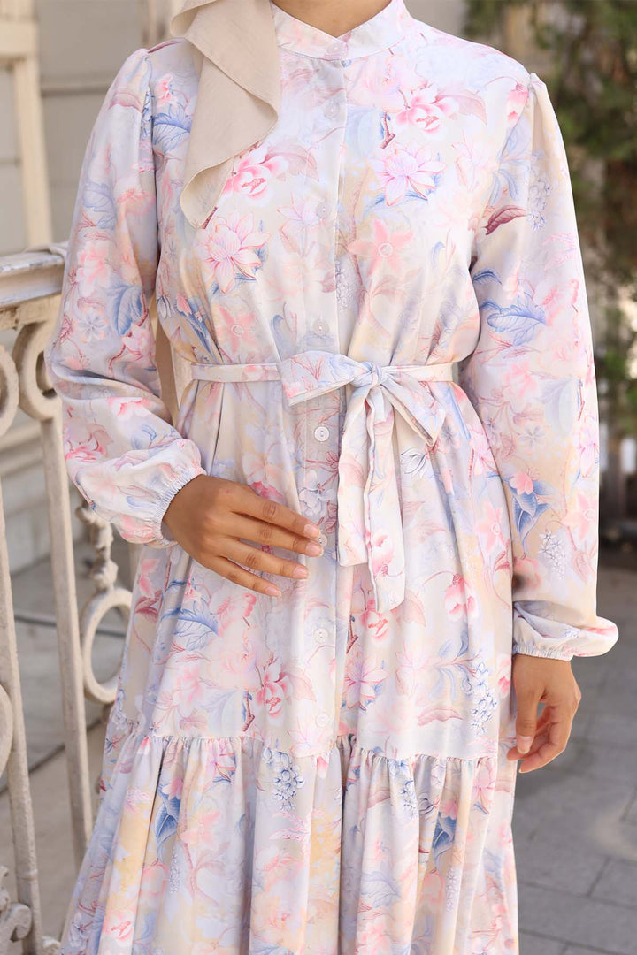 BNG Women Patterned Hijab Dress Stone Color 569 - Bern