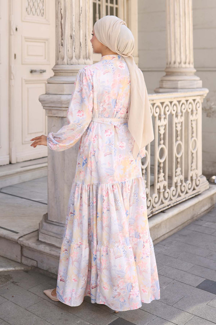 BNG Women Patterned Hijab Dress Stone Color 569 - Bern