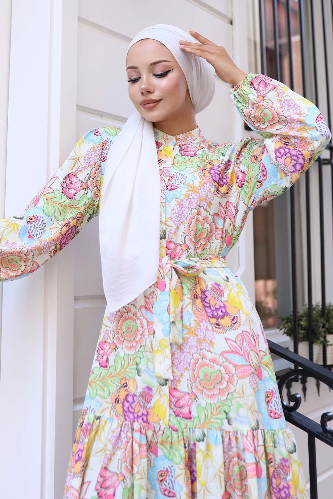 BNG Women Patterned Hijab Dress Green 569 - Telford