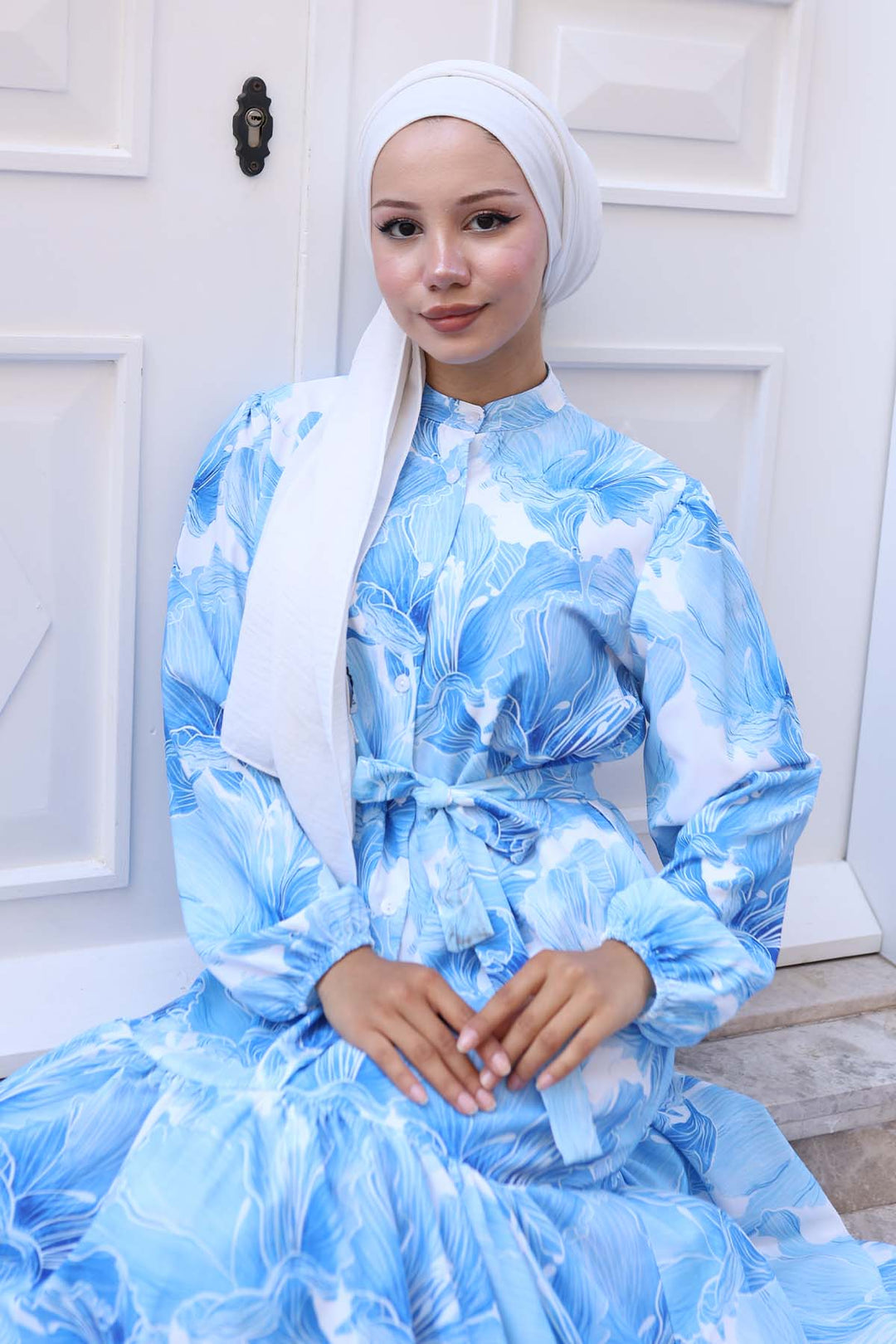 BNG Women Patterned Hijab Dress Blue 570 - Carol Stream