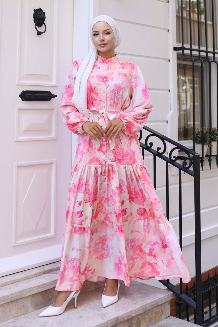 BNG Women Patterned Hijab Dress Pink 570 - Siegburg