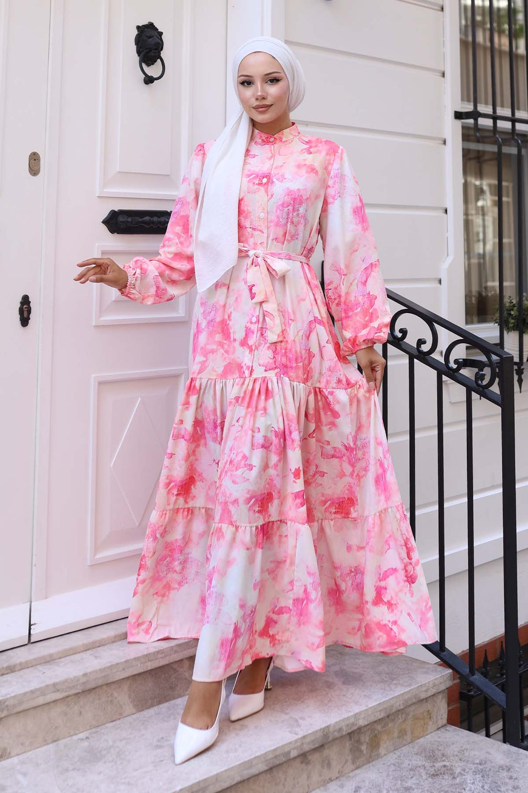 BNG Women Patterned Hijab Dress Pink 570 - Siegburg