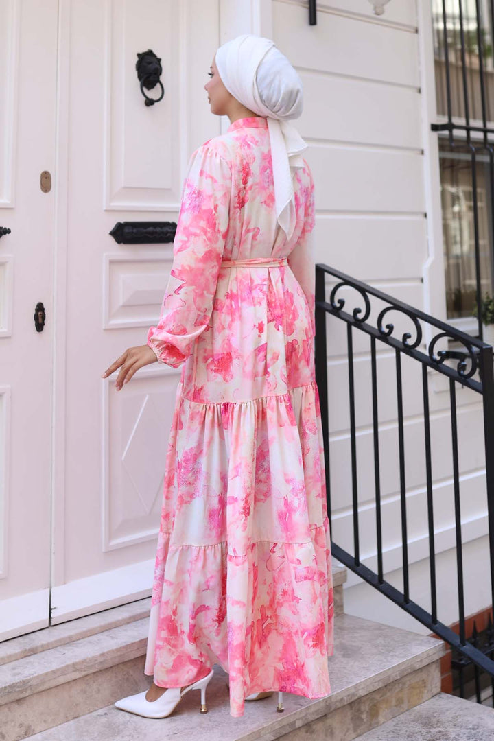 BNG Women Patterned Hijab Dress Pink 570 - Siegburg