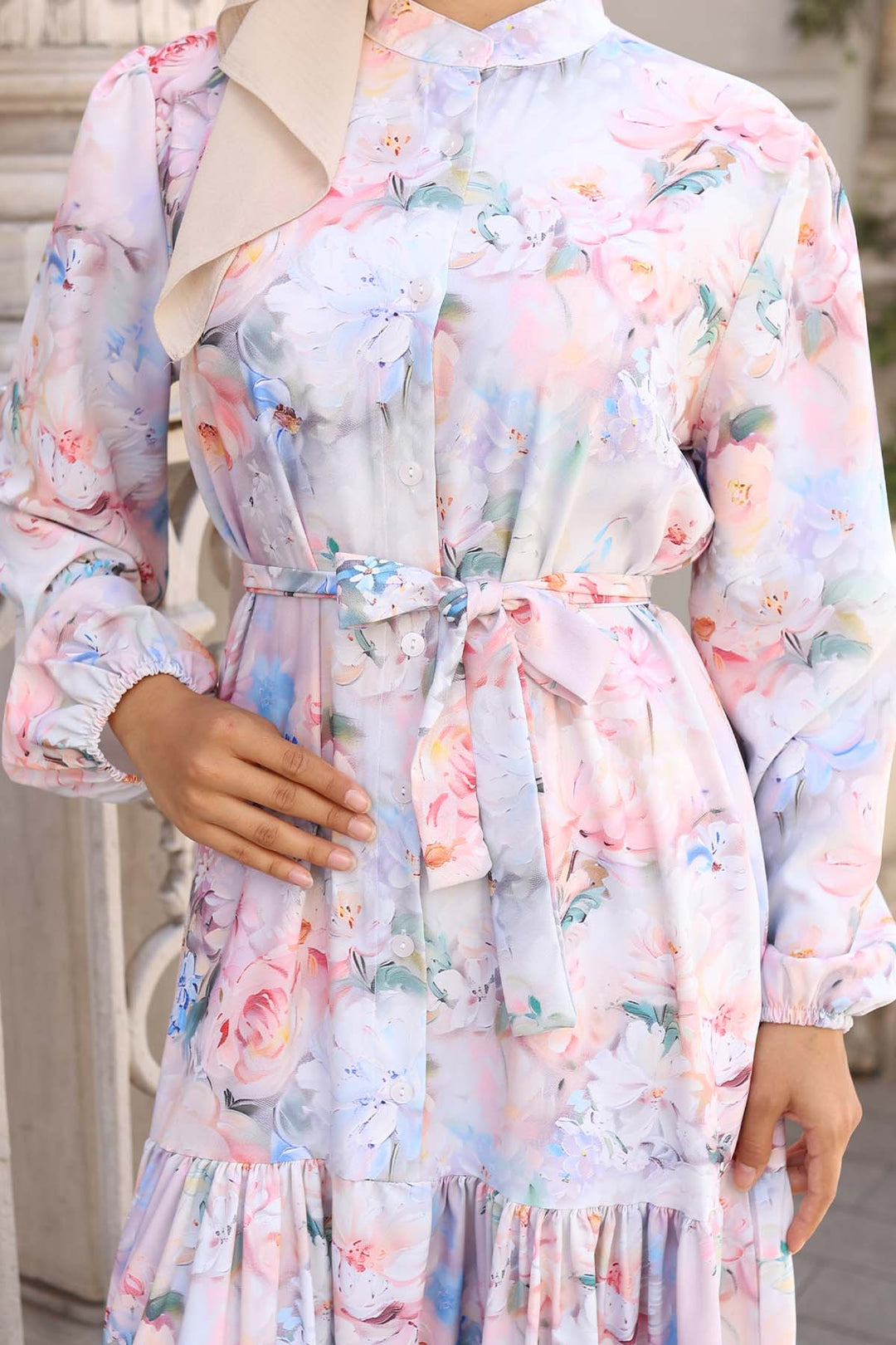 BNG Women Patterned Hijab Dress Powder 570 - Bethesda