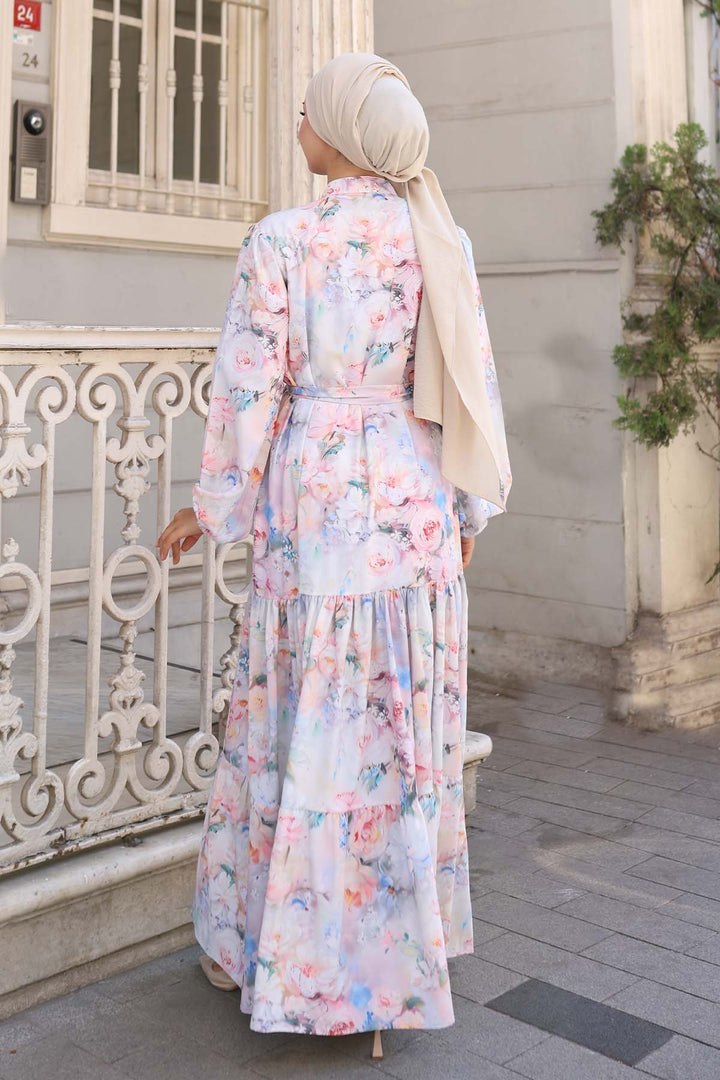 BNG Women Patterned Hijab Dress Powder 570 - Bethesda