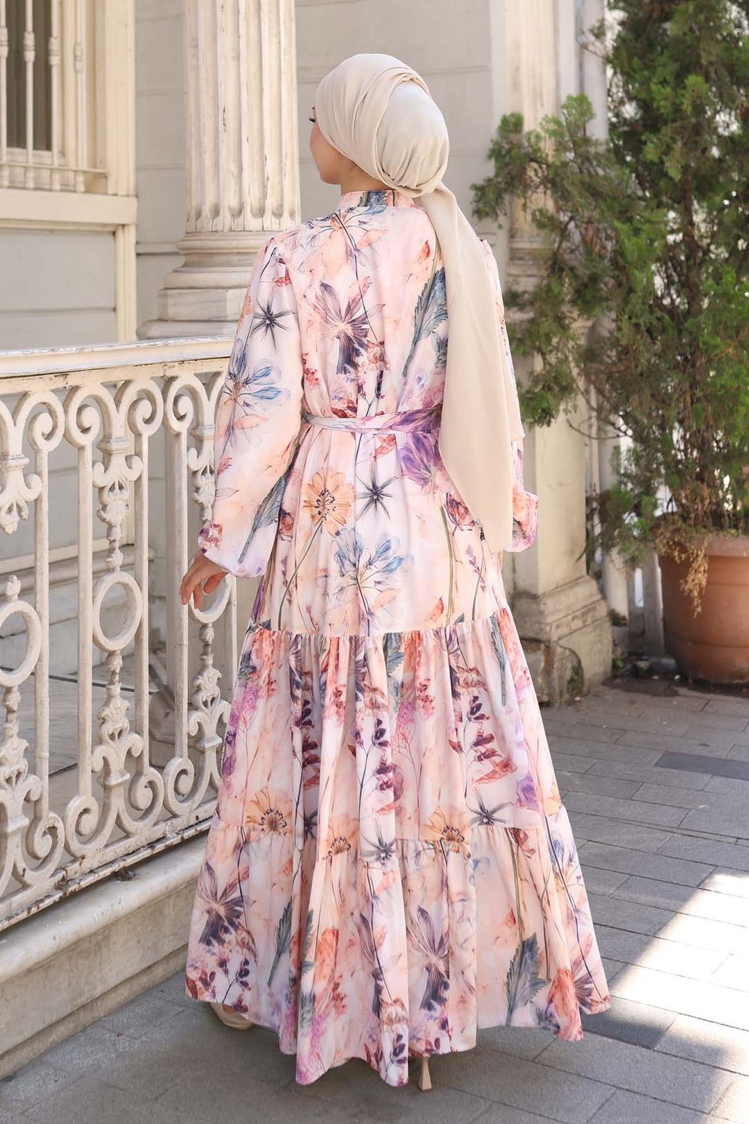 BNG Women Patterned Hijab Dress Beige 571 - Willich