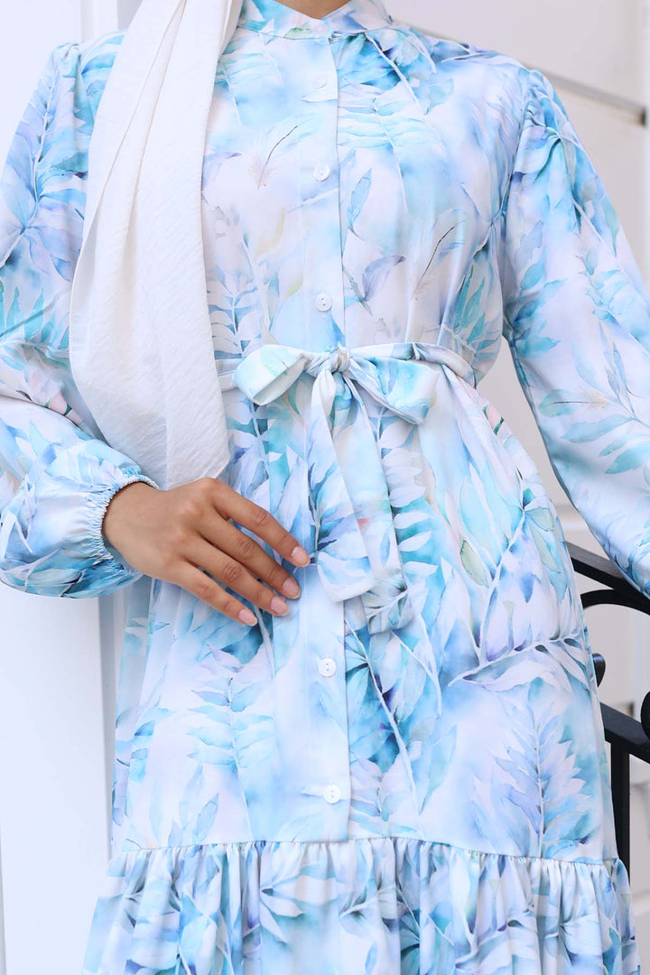 BNG Women Patterned Hijab Dress Blue 571 - Kampen