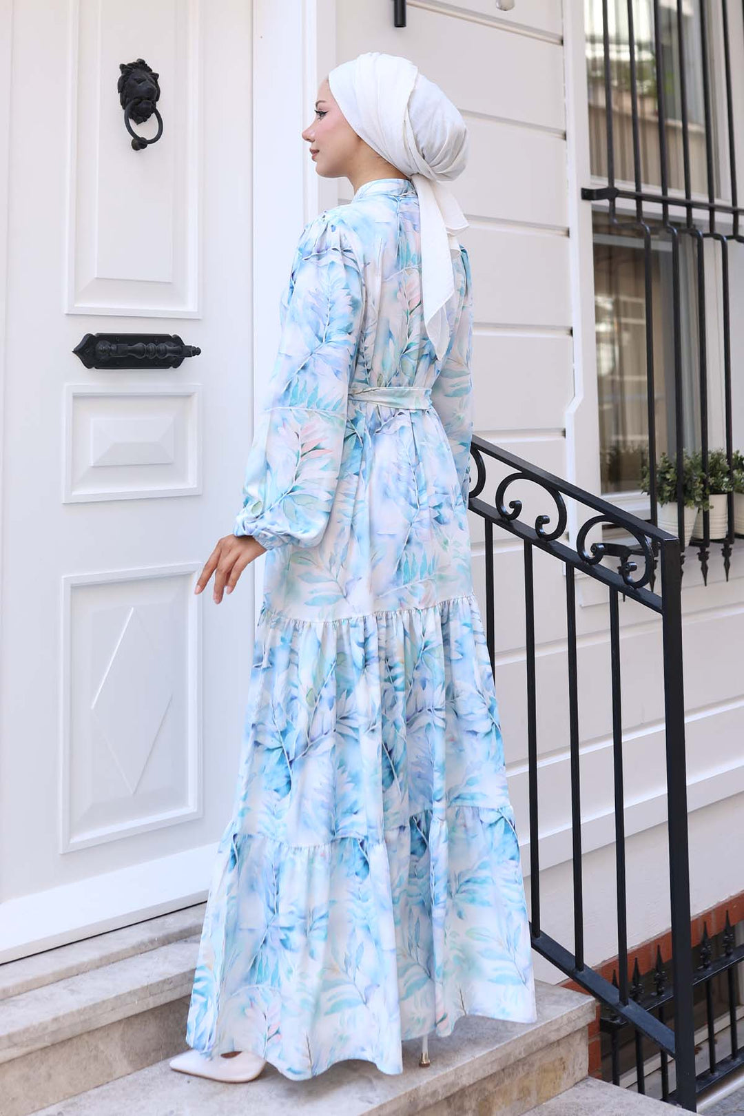 BNG Women Patterned Hijab Dress Blue 571 - Kampen
