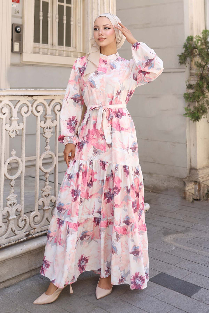 BNG Women Patterned Hijab Dress Rose Pink 572 - Portsmouth