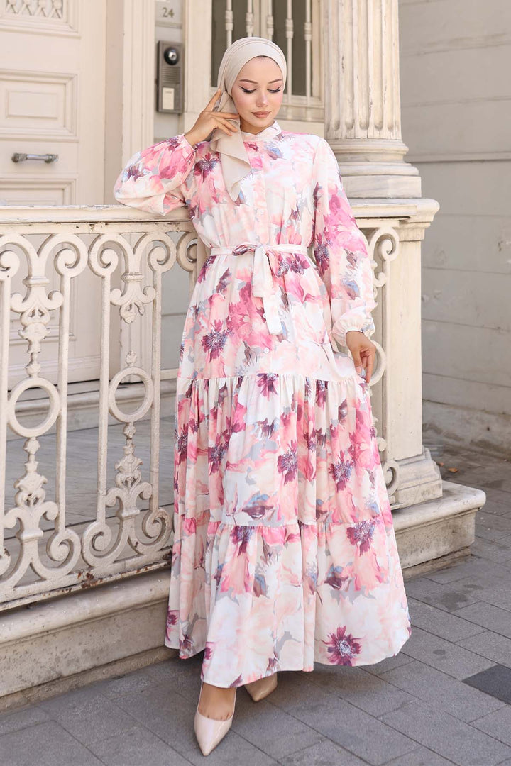 BNG Women Patterned Hijab Dress Rose Pink 572 - Portsmouth