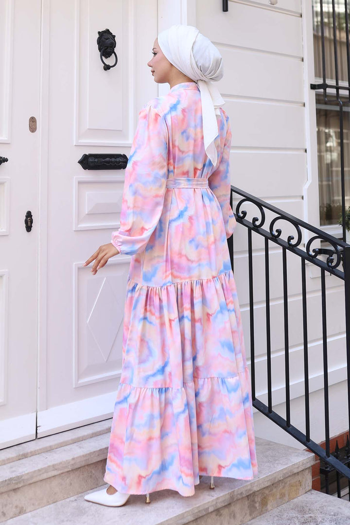 BNG Women Patterned Hijab Dress Blue 573 - West Haven