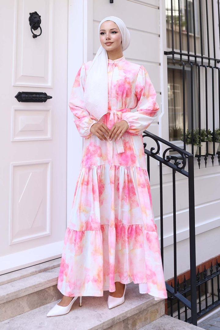 BNG Women Patterned Hijab Dress Pink 573 - Ciudad Obregón