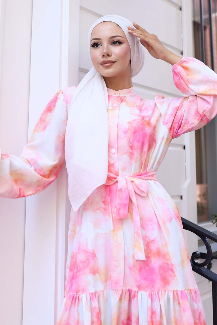 BNG Women Patterned Hijab Dress Pink 573 - Ciudad Obregón