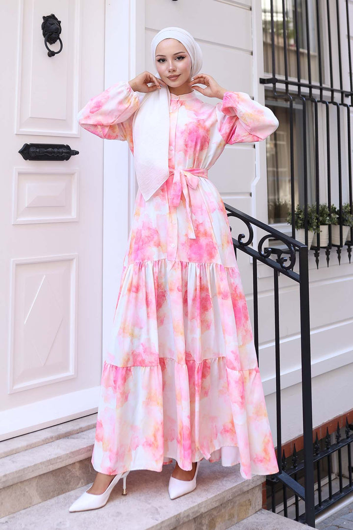 BNG Women Patterned Hijab Dress Pink 573 - Ciudad Obregón