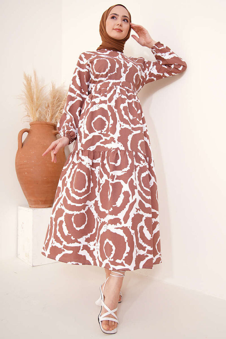 BNG Women Patterned Hijab Dress Brown - Clermont
