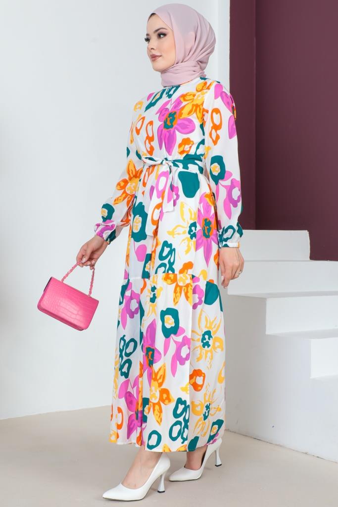 BNG Women Patterned Hijab Dress Orange - Clermont