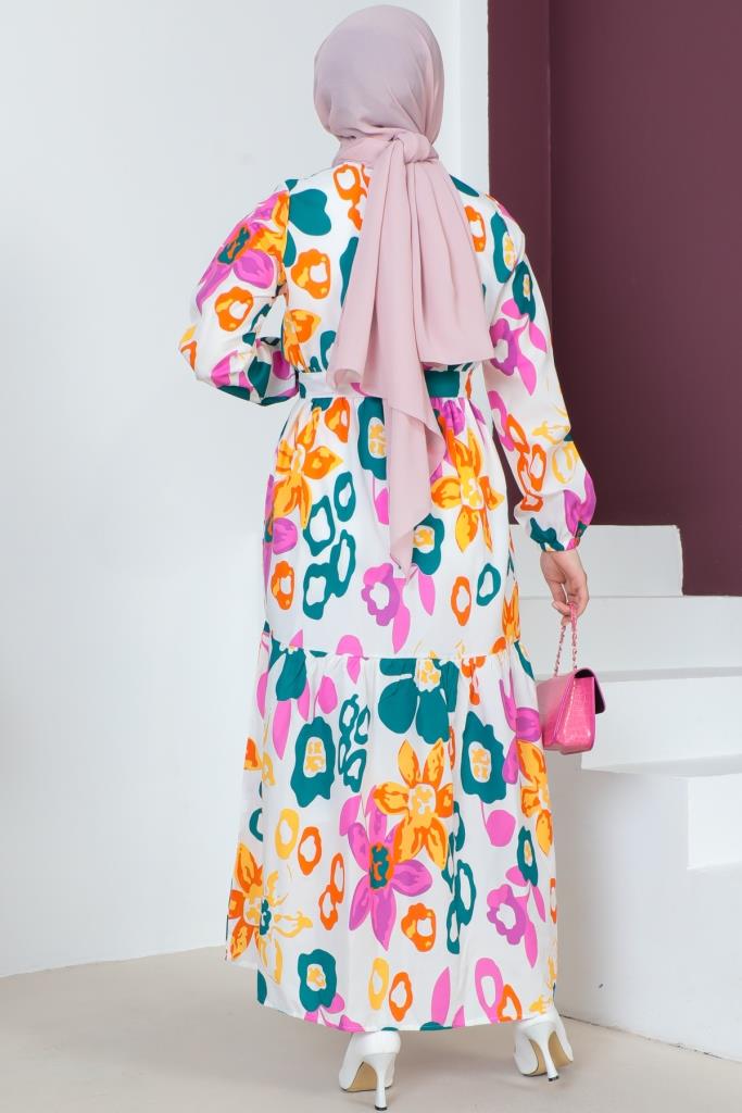 BNG Women Patterned Hijab Dress Orange - Clermont