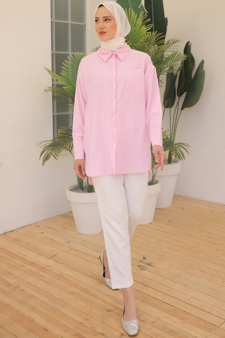 BNG Women Striped Shirt Pink - Clermont