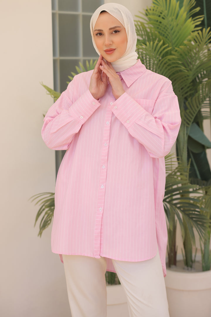 BNG Women Striped Shirt Pink - Clermont